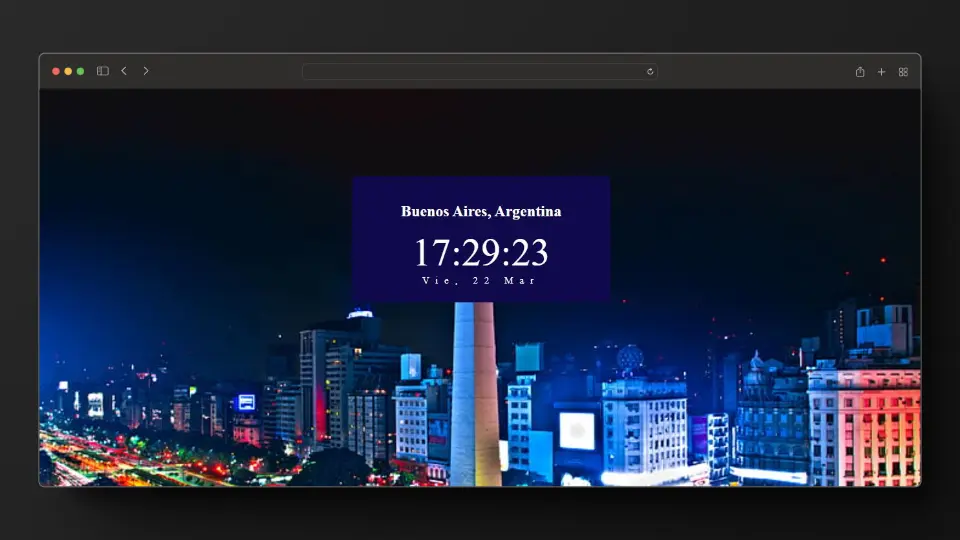 Captura de pantalla del proyecto App Reloj Local
