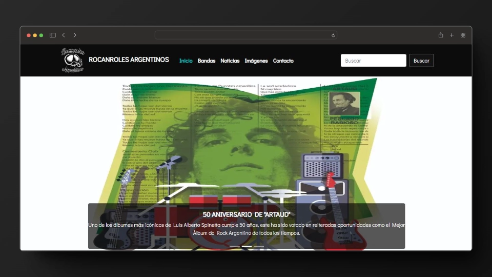 Captura de pantalla del proyecto Rocanroles Argentinos